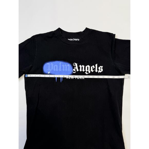 Palm Angels New York Spray Logo Shirt Mens Small Black Graphic Tee Streetwear - Picture 4 of 7